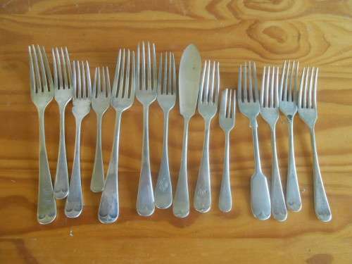 11Silver Plated Forks and 1 Silver Plated Fish Knife (Sold all together)